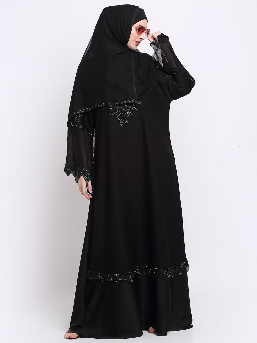 Klotthe Women Black Solid Burqa With Scarf