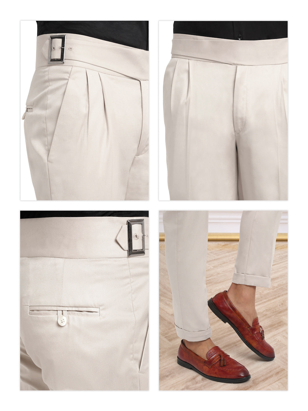 Italian Style Formal Gurkha Pant-Cream