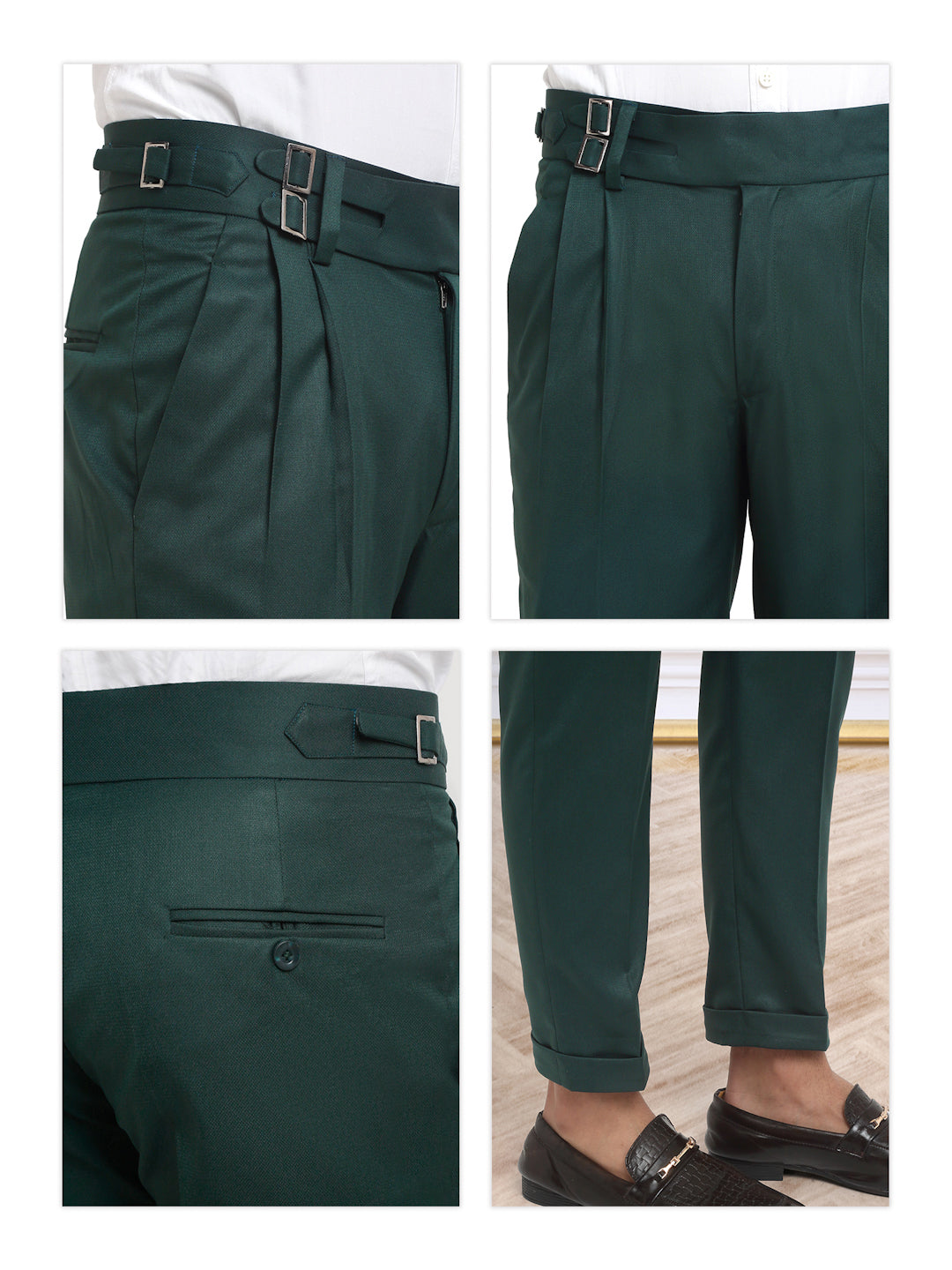 Italian Style Formal Gurkha Pant-BottleGreen