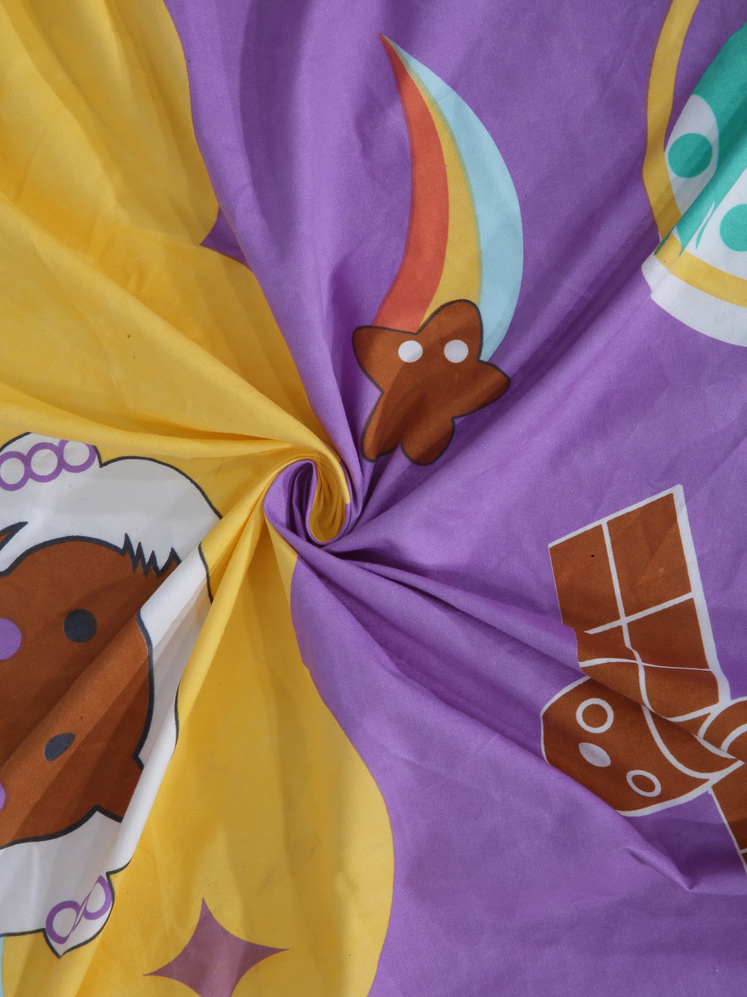 Klotthe Multicolor Cartoon Print Cotton Blend Elasticated Double BedSheet With 2 Pillow Covers