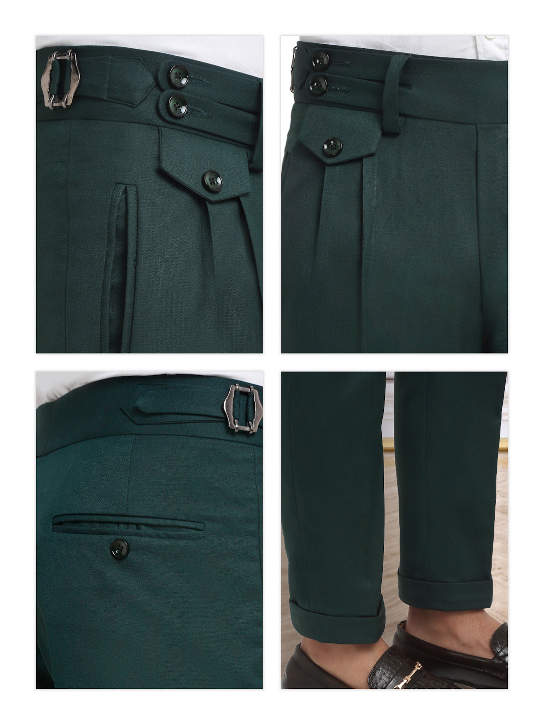 Italian Style Formal Gurkha Pant-BottleGreen