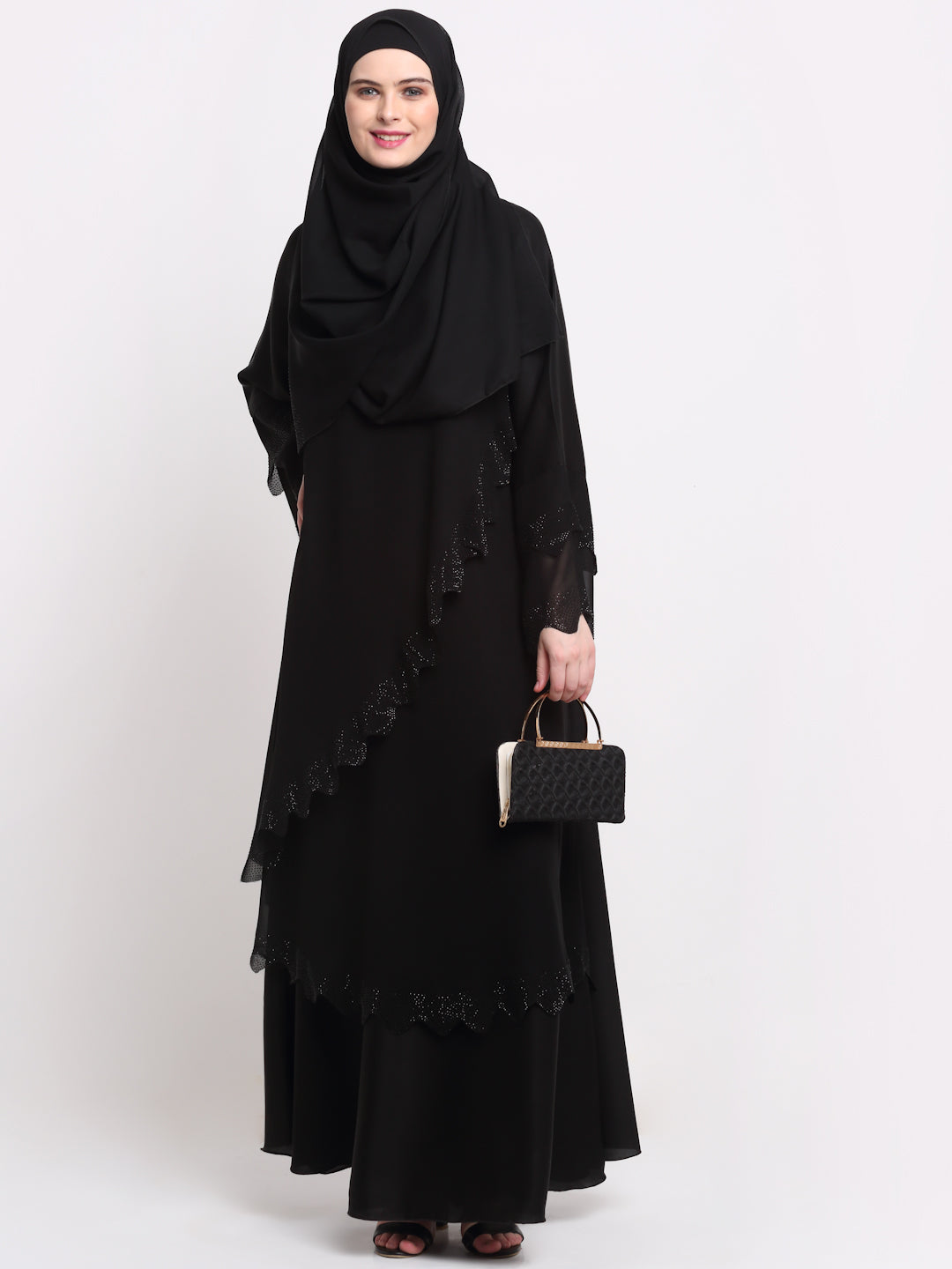 Klotthe Women Black Solid Burqa With Scarf