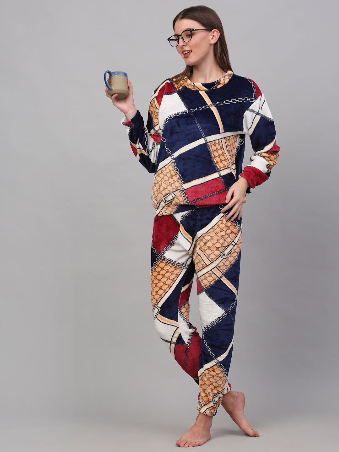 Klotthe Women MultiColor Printed Wool Blend Night Suit
