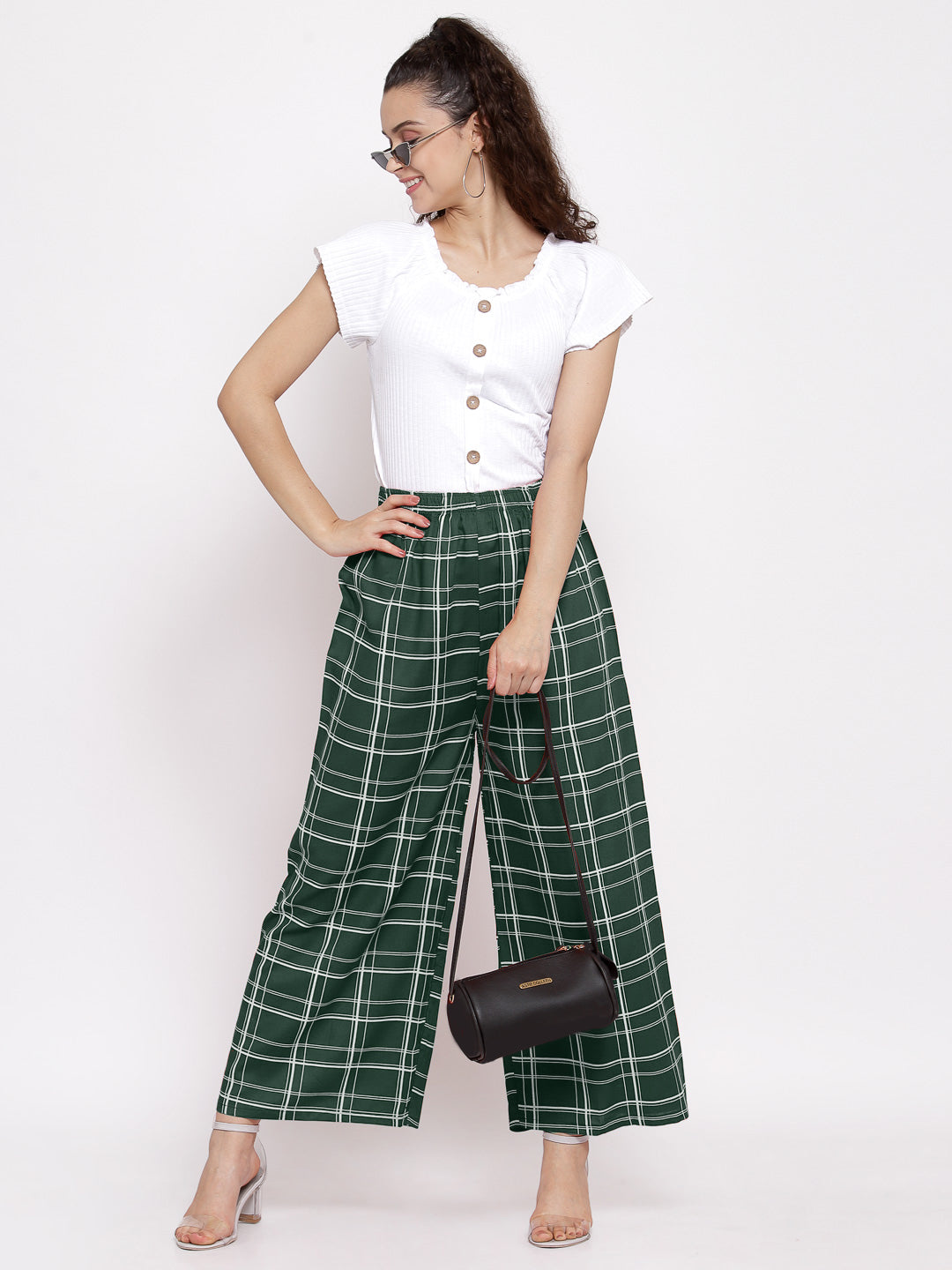 KLOTTHE Women Green Wide Leg Palazzos