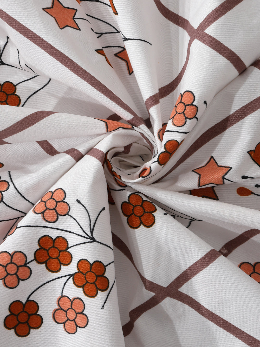 Klotthe Multicolor Floral 300 TC Cotton Blend Fitted Double Bedsheet with 2 Pillow Covers