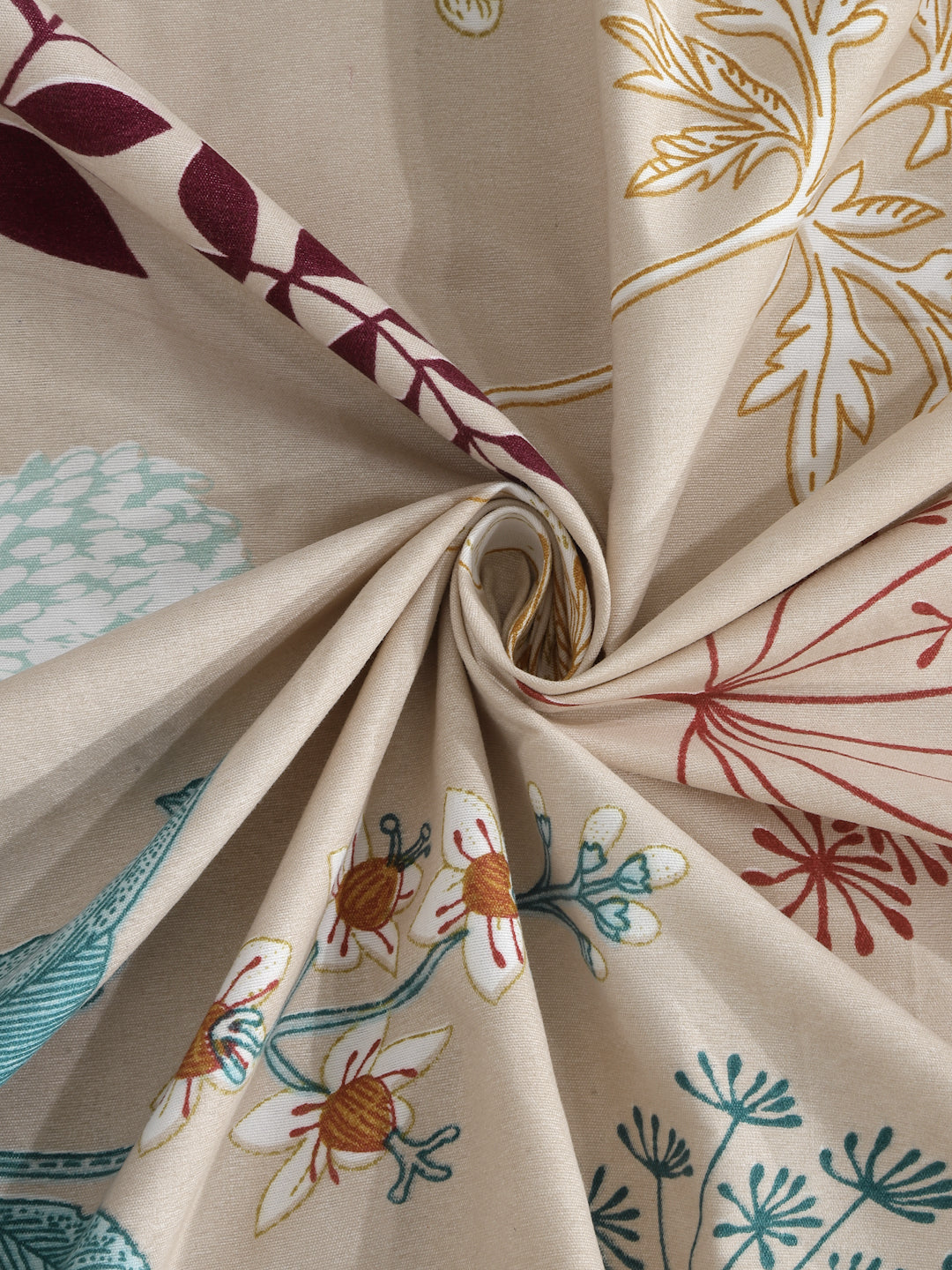 Klotthe Multicolor Floral 300 TC Cotton Blend Fitted Double Bedsheet with 2 Pillow Covers