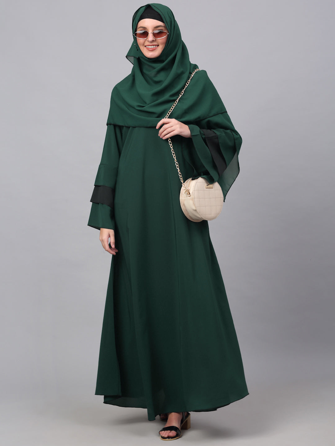 Klotthe Women Green Embellished Burqa With Scarves