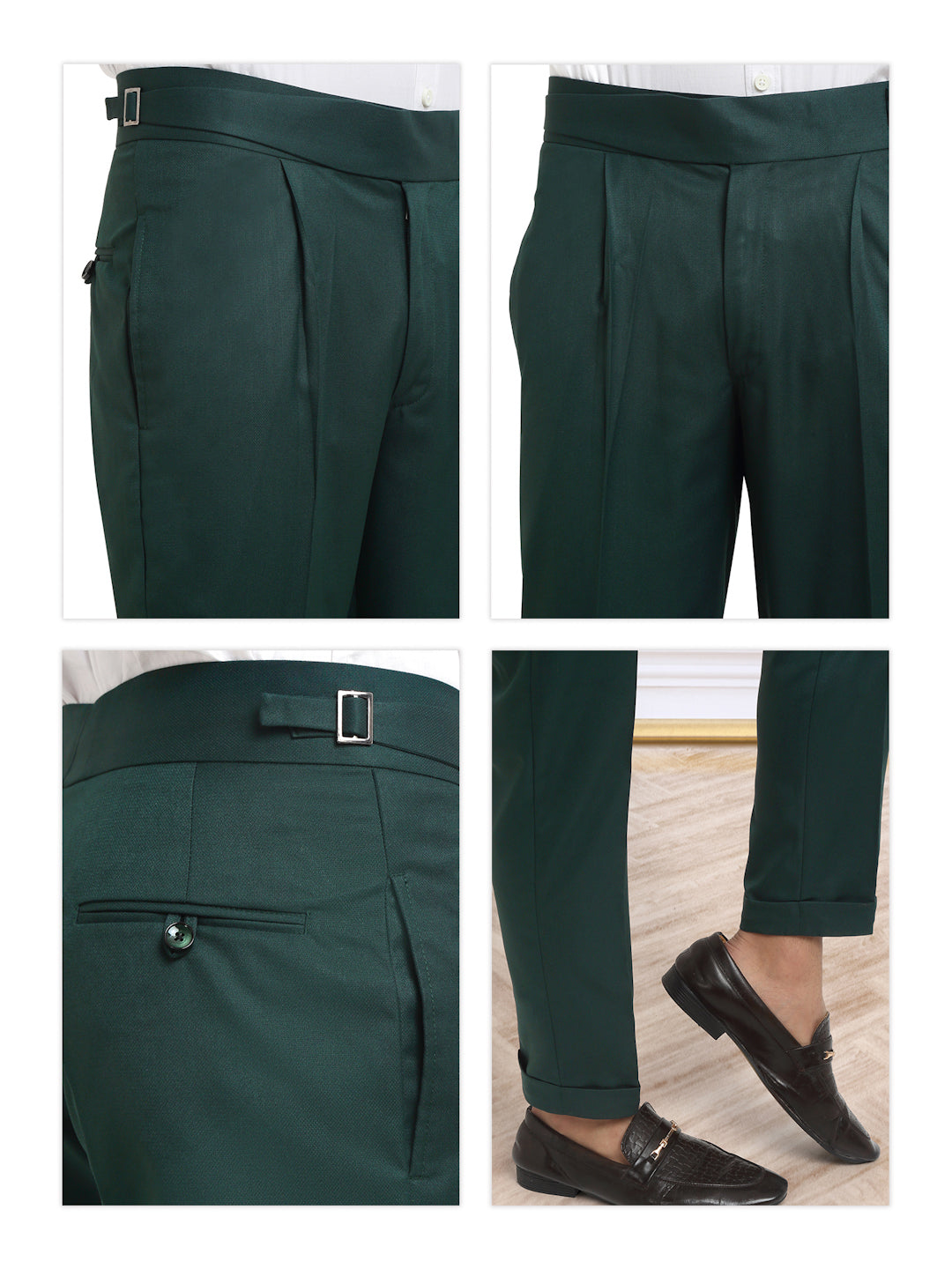 Italian Style Formal Gurkha Pant-BottleGreen