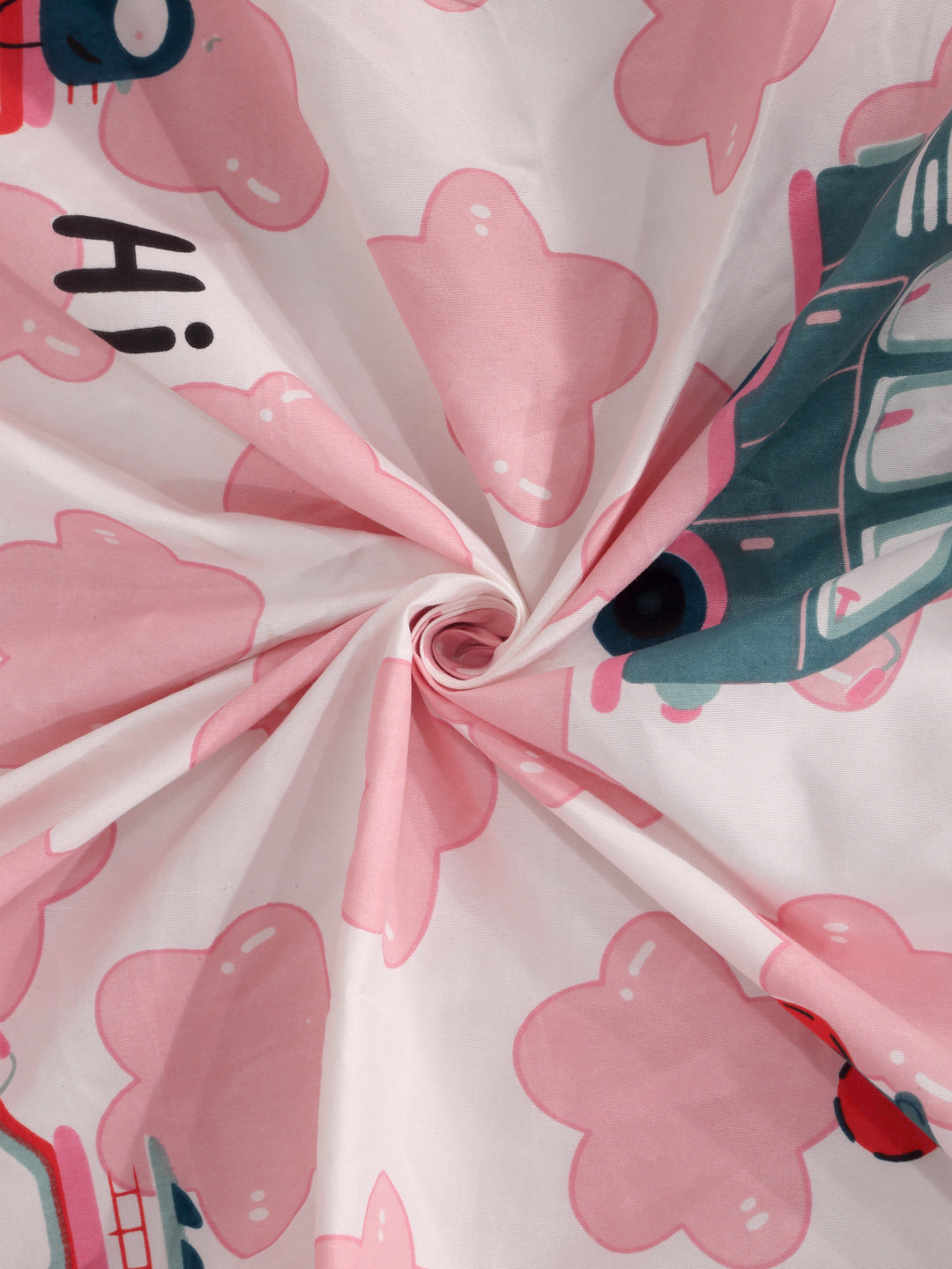 Klotthe Multi Cartoon Characters 300 TC Cotton Blend Fitted Double Bedsheet with 2 Pillow Covers