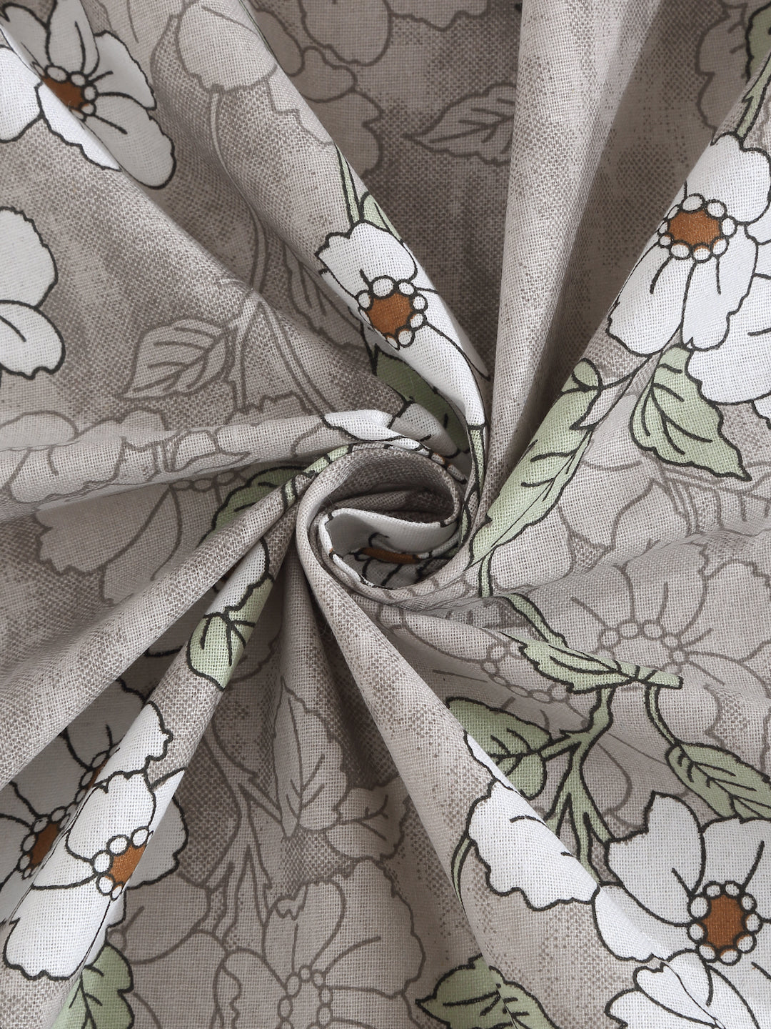 Klotthe Grey Floral 400 TC Pure Cotton Fitted Double Bedsheet with 2 Pillow Covers