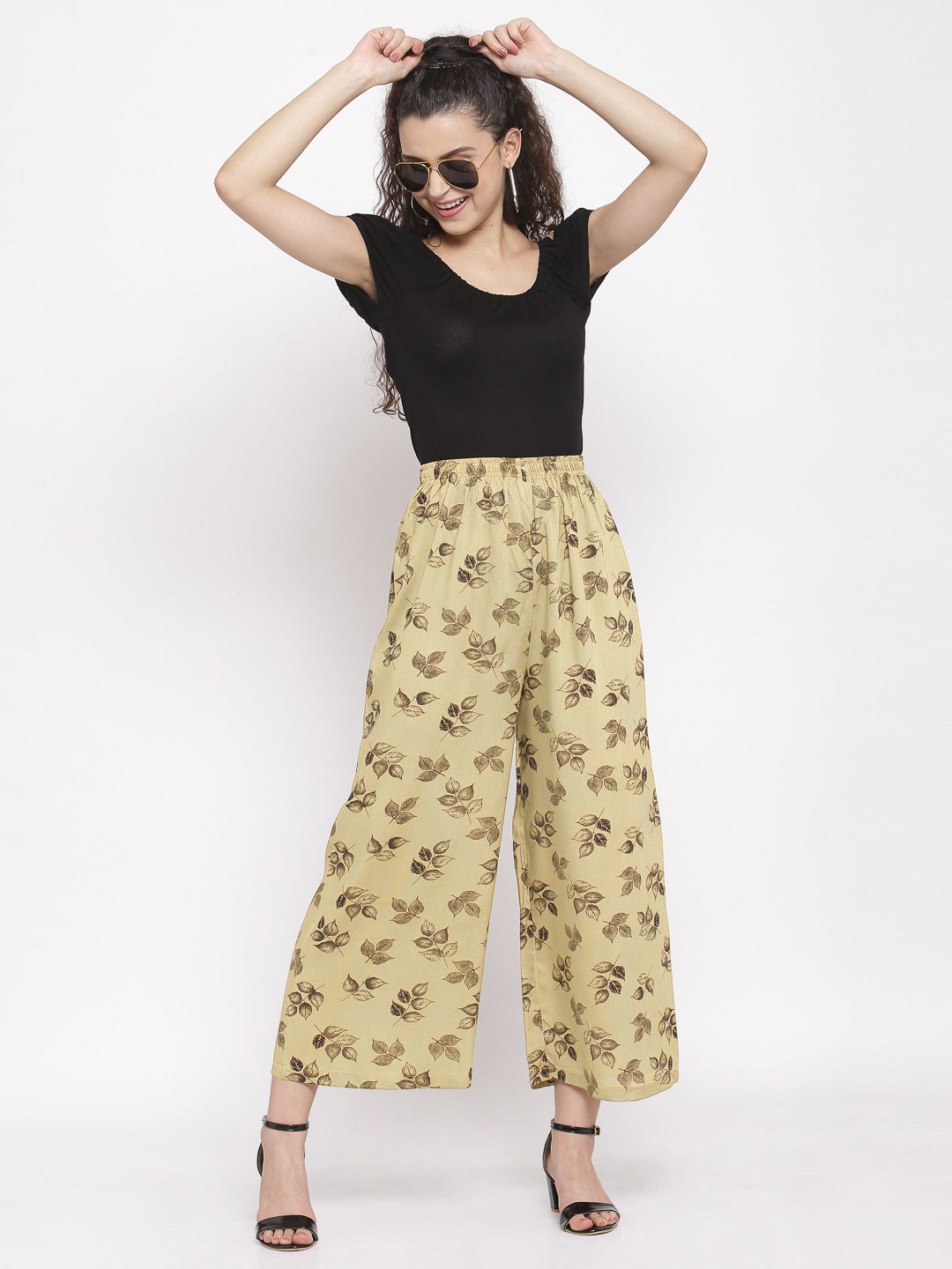 KLOTTHE Women Beige Wide Leg Palazzos