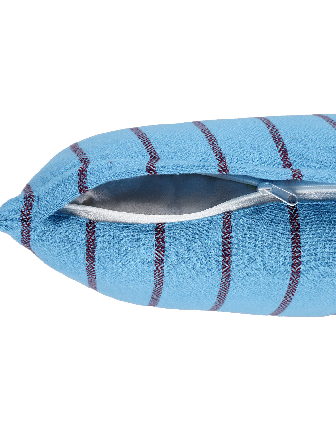 KLOTTHE Set of 5 Turquoise Cotton Striped Cushion Covers (40X40 cm)