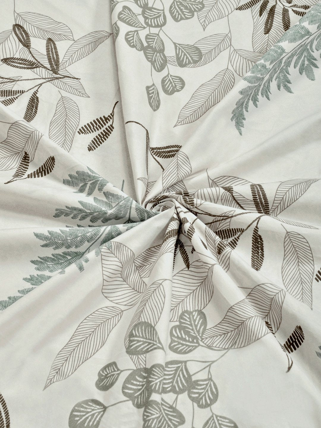 Cream Floral 300 TC Cotton Blend Fitted Double Bedsheet with 2 Pillow Covers