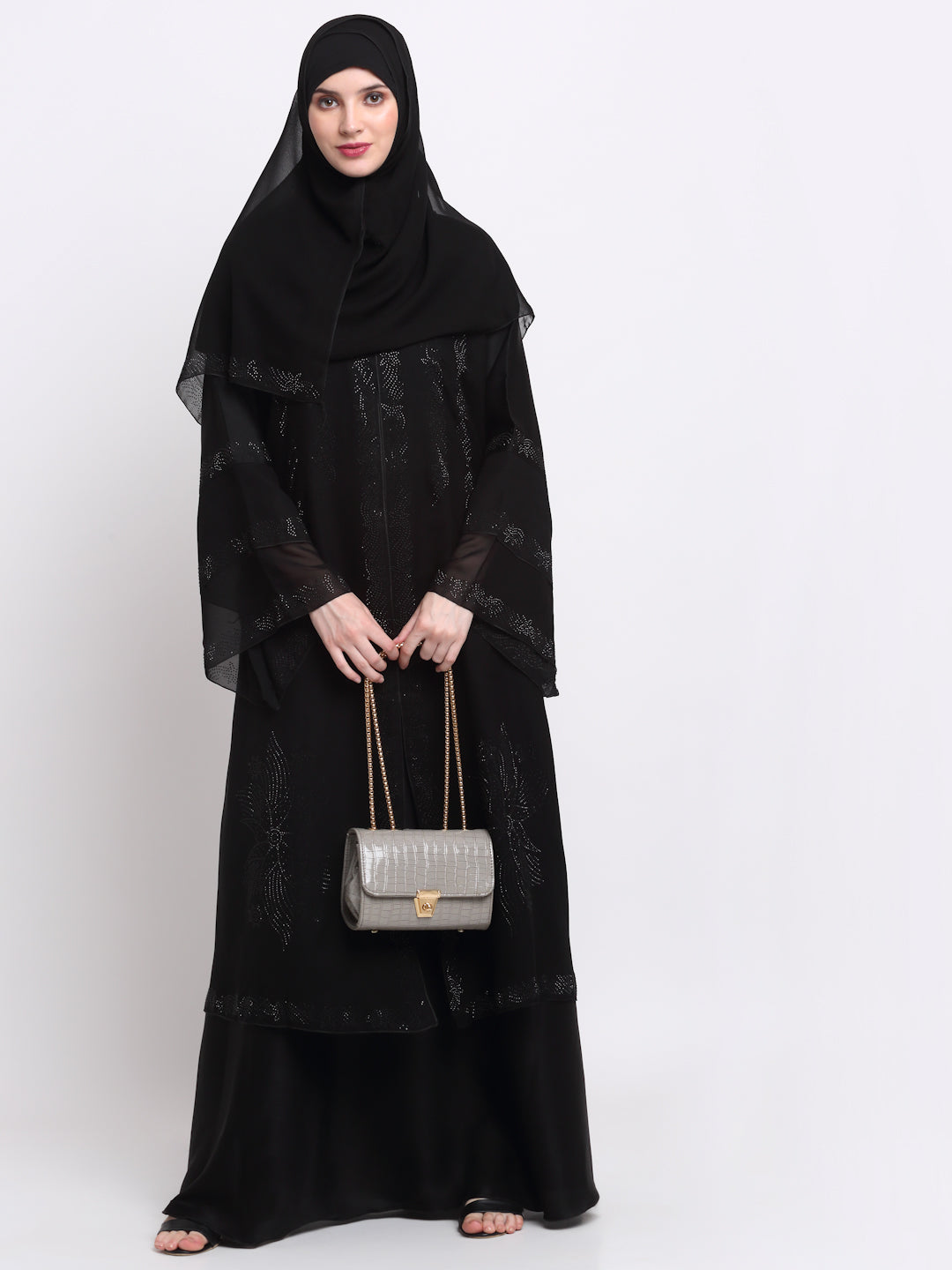 Klotthe Women Black Solid Burqa With Scarf