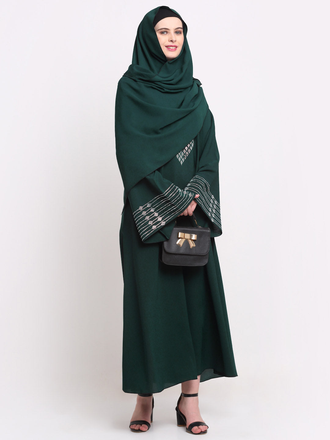 Klotthe Women Green Solid Burqa With Scarf