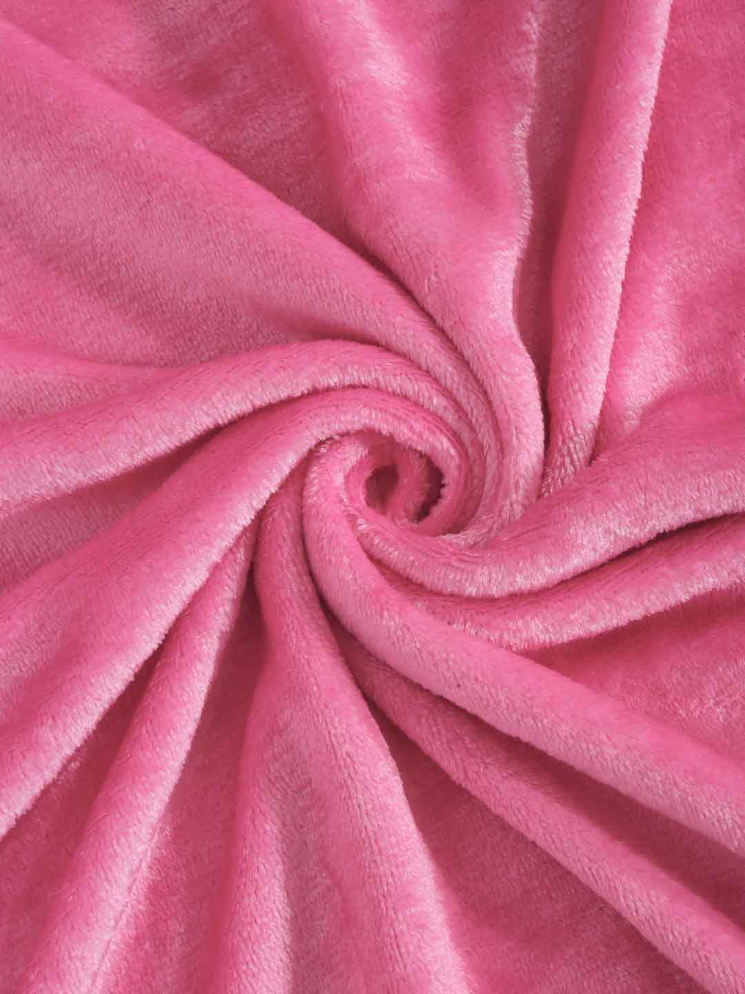 Klotthe Light Pink Solid Woolen Fitted Single Bed Sheet with Pillow Cover