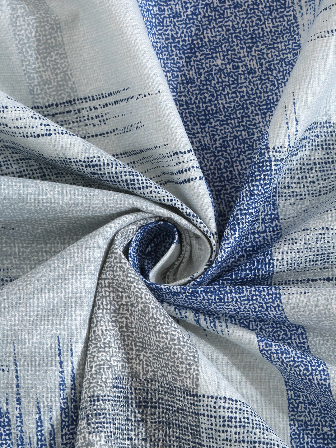 Klotthe Blue Geometric 400 TC Pure Cotton Fitted Double Bedsheet with 2 Pillow Covers