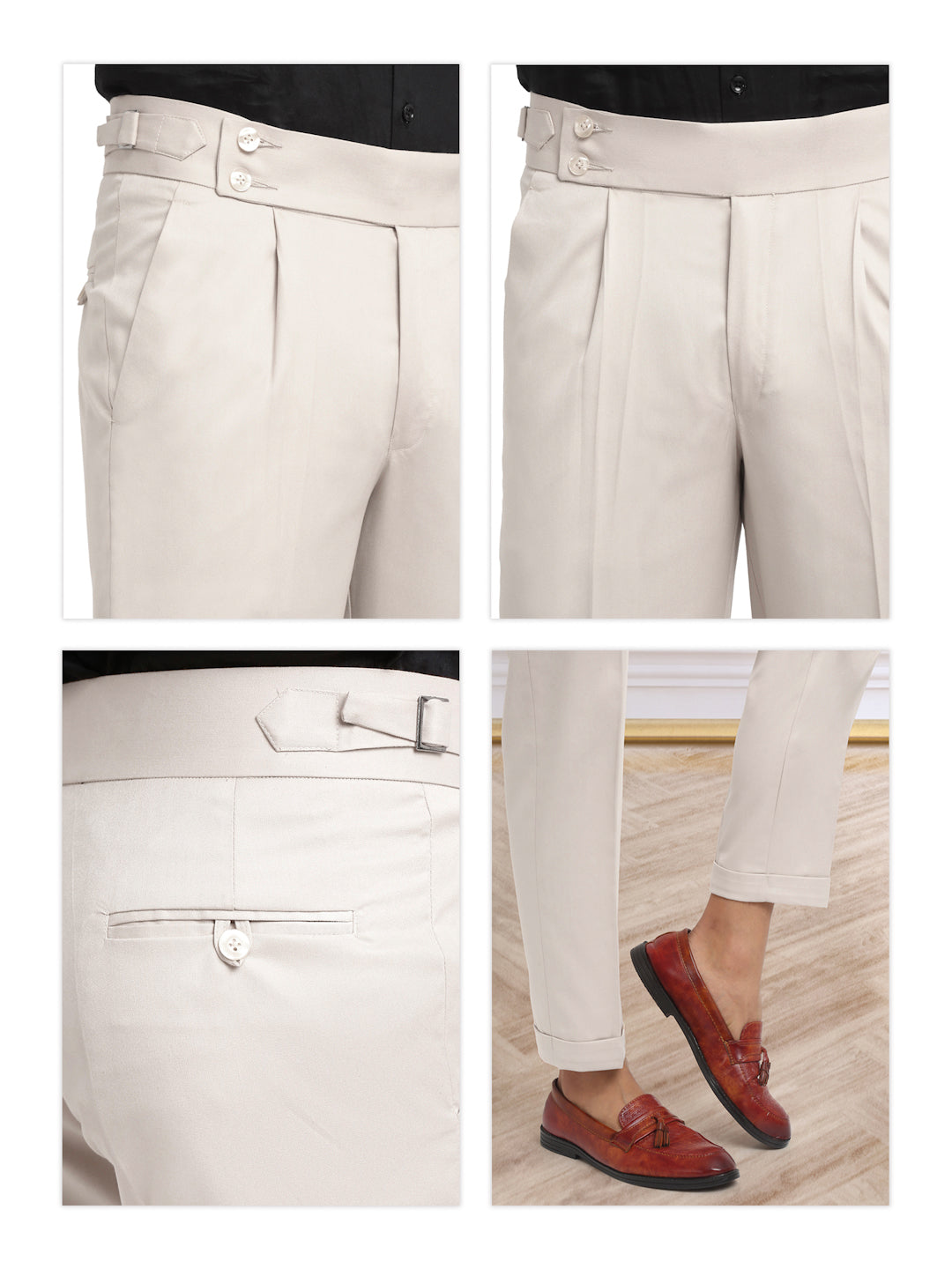 Italian Style Formal Gurkha Pant-Cream