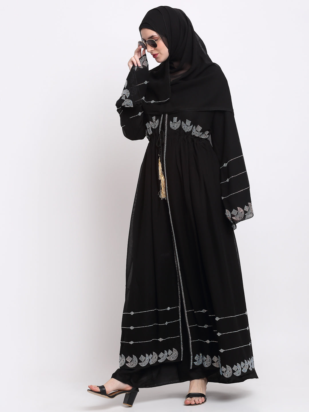 Klotthe Women Black Solid Burqa With Scarf