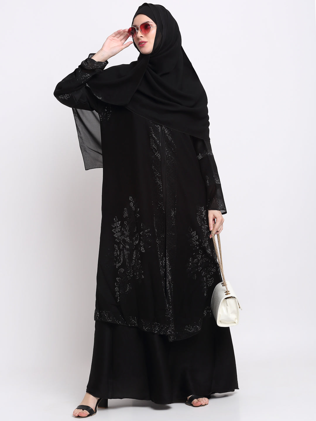 Klotthe Women Black Solid Burqa With Scarf