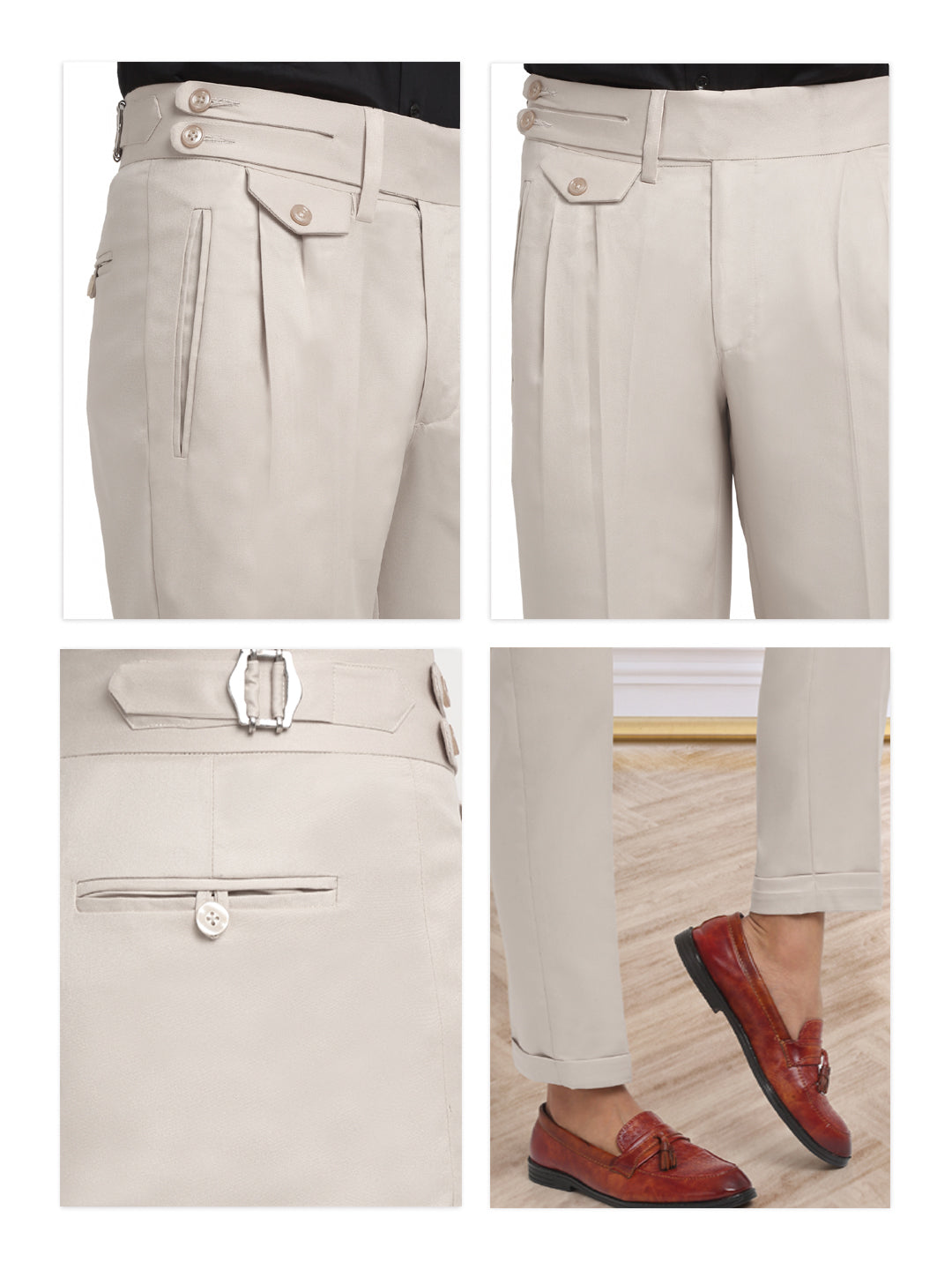 Italian Style Formal Gurkha Pant-Cream