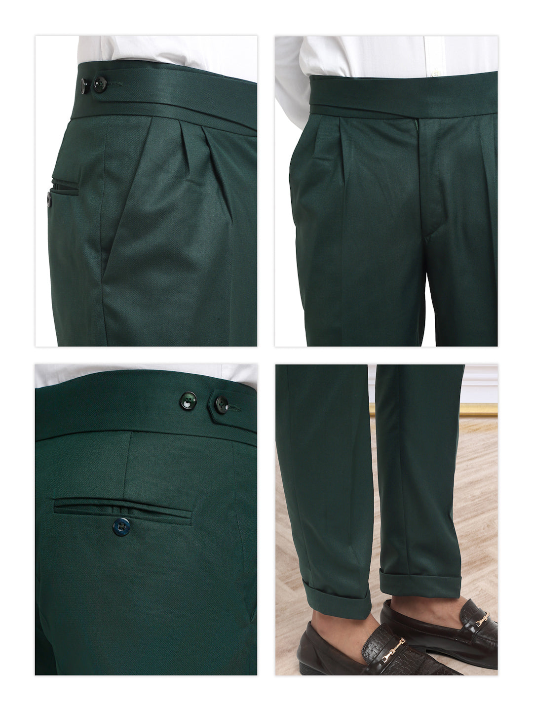 Italian Style Formal Gurkha Pant-BottleGreen