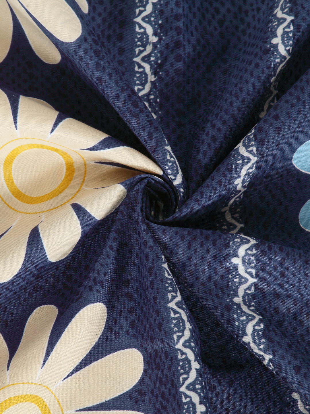 Klotthe Blue Floral Cotton Blend Single Bedsheet with Pillow cover