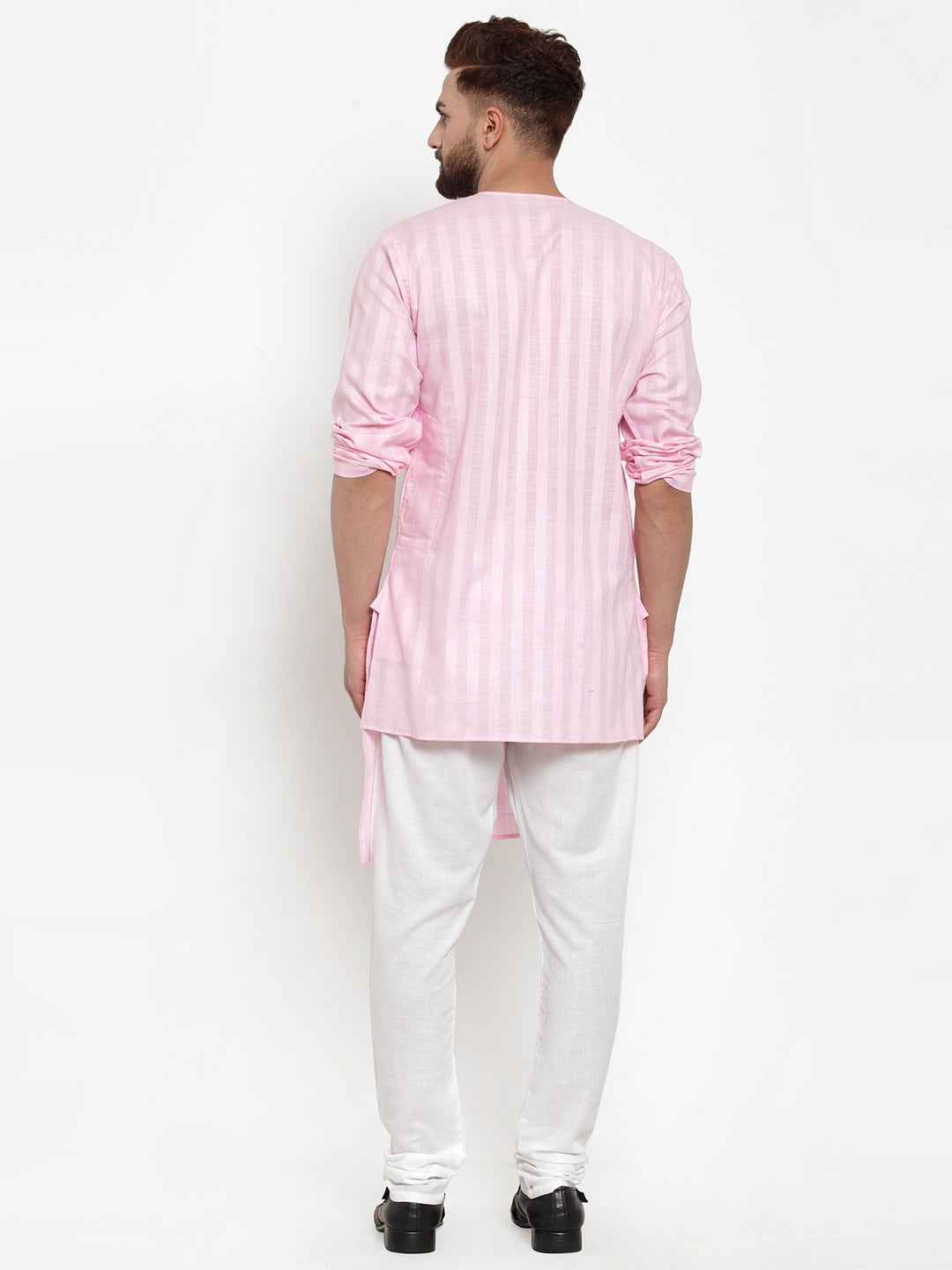 Pink Cotton Striped Party Kurtas