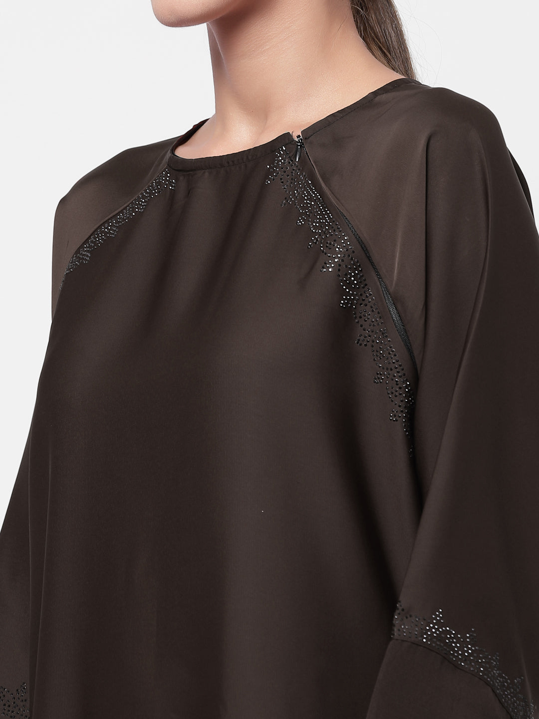 Klotthe Women Brown Embellished Burqa With Scarves