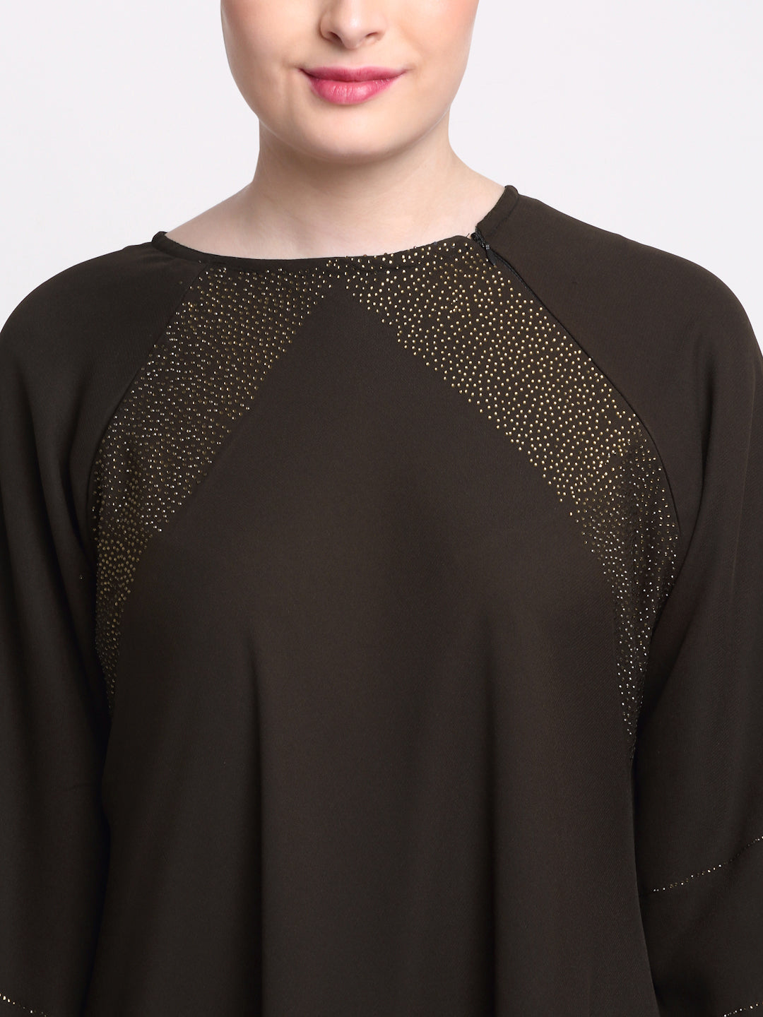 Klotthe Women Brown Embellished Burqa With Scarves