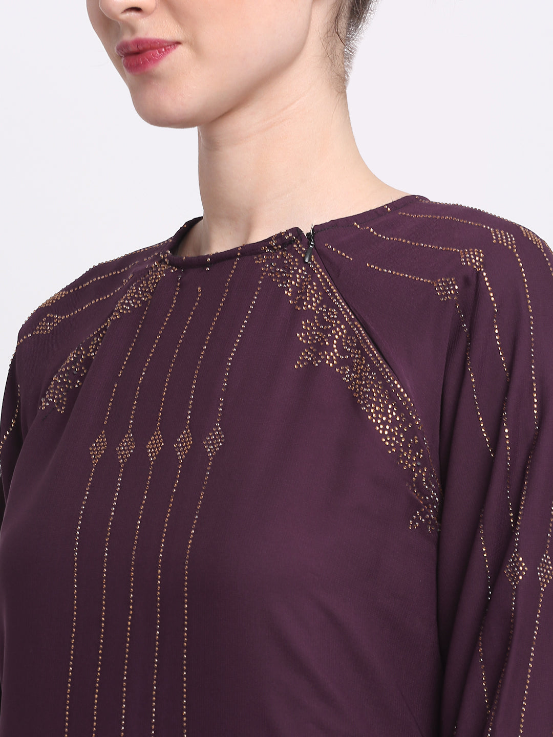 Klotthe Women Burgundy Embellished Burqa With Scarves