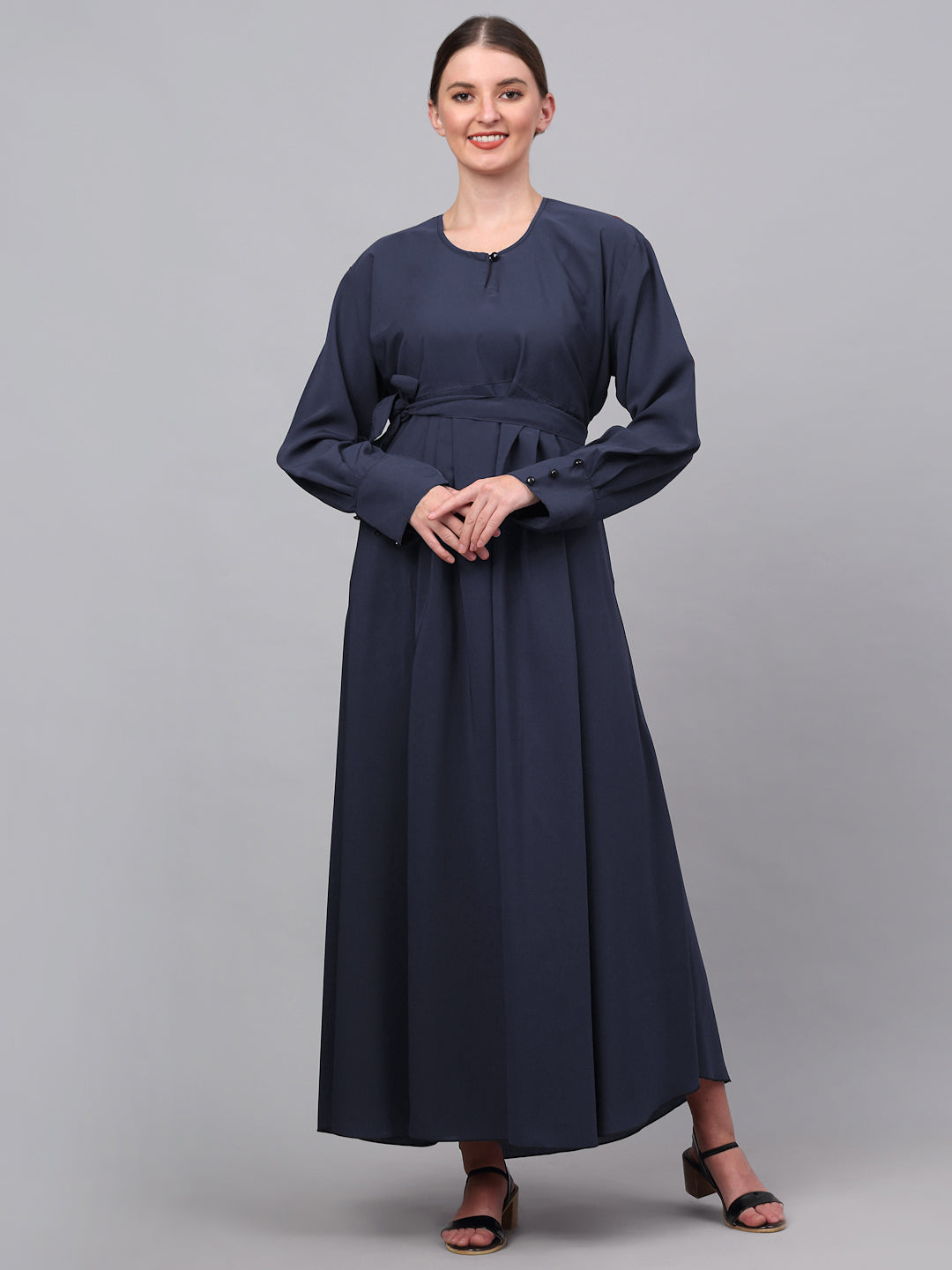 Klotthe Women Blue Embellished Burqa With Scarves