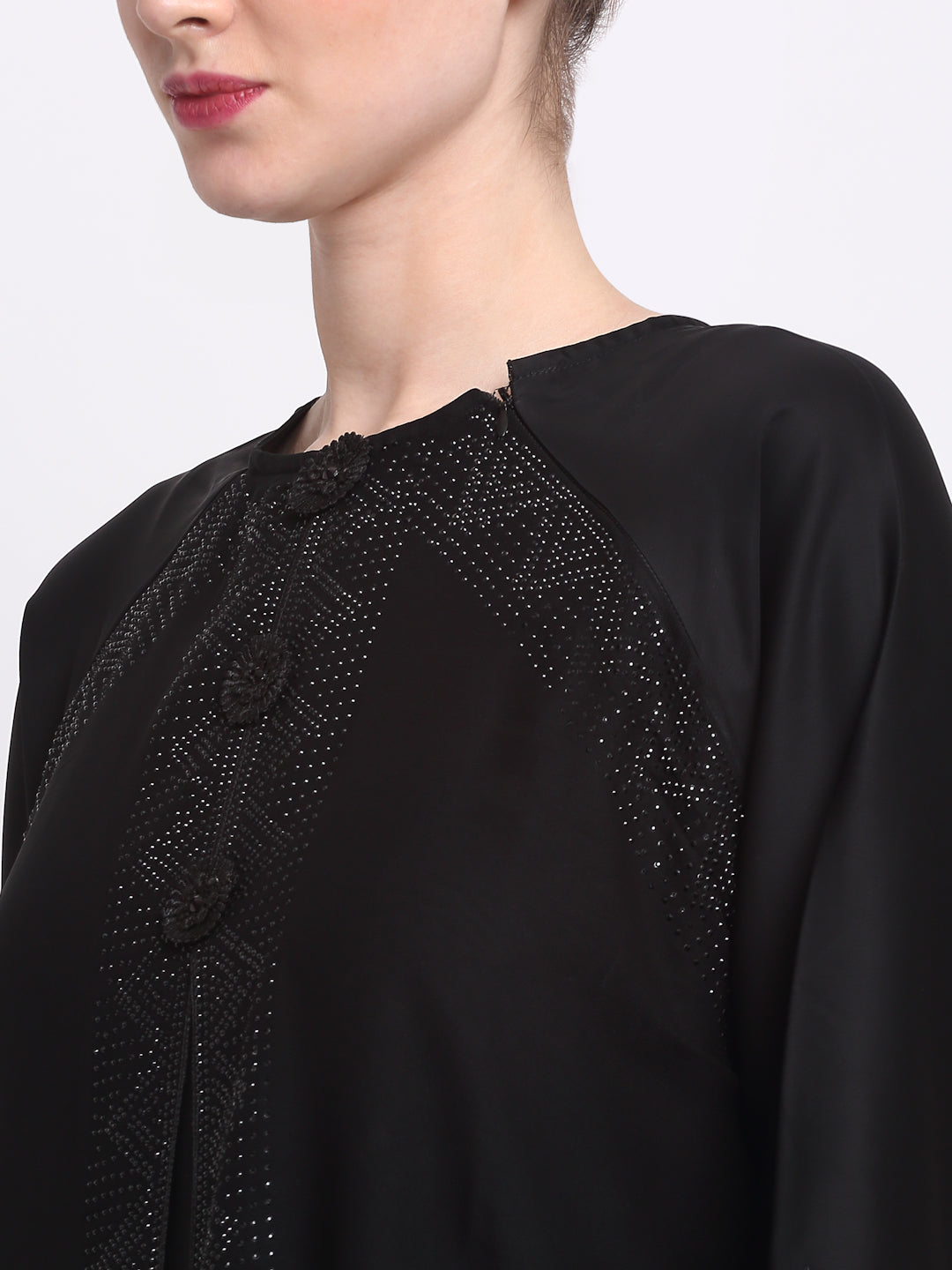 Klotthe Women Black Solid Burqa With Scarf