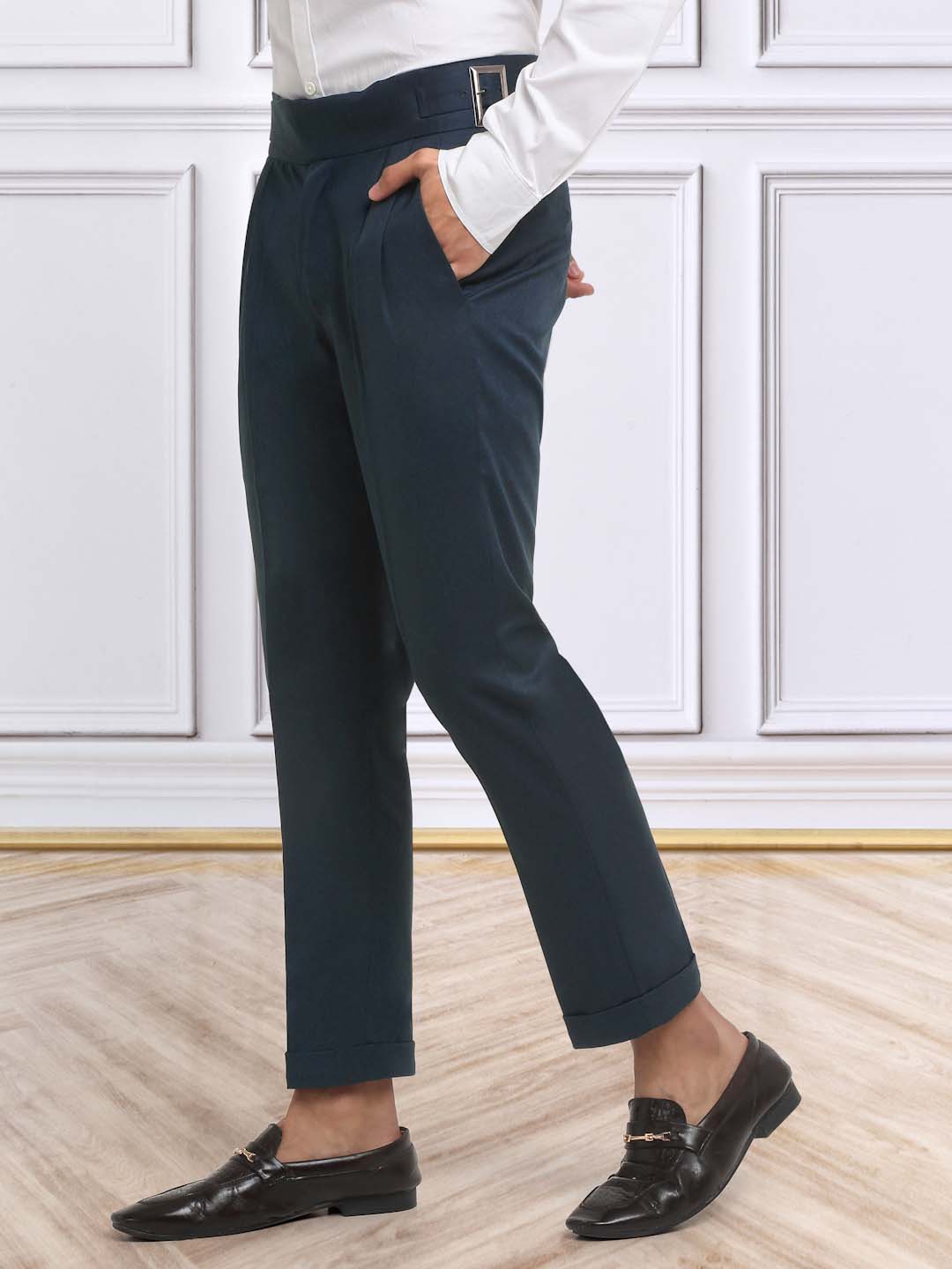 Italian Style Formal Gurkha Pant-NavyBlue