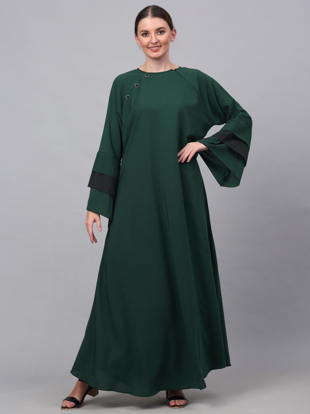 Klotthe Women Green Embellished Burqa With Scarves