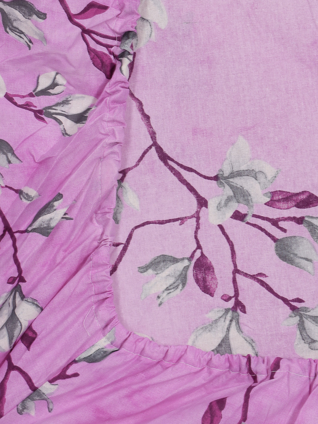 Klotthe Multicolor Floral 400 TC Pure Cotton Fitted Double Bedsheet with 2 Pillow Covers
