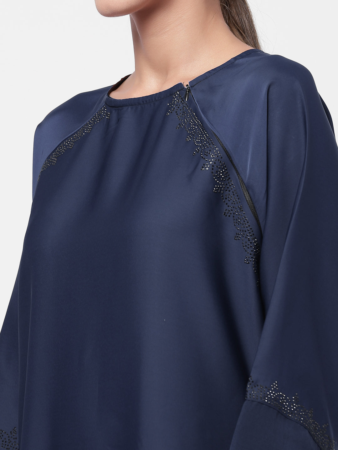 Klotthe Women Blue Embellished Burqa With Scarves