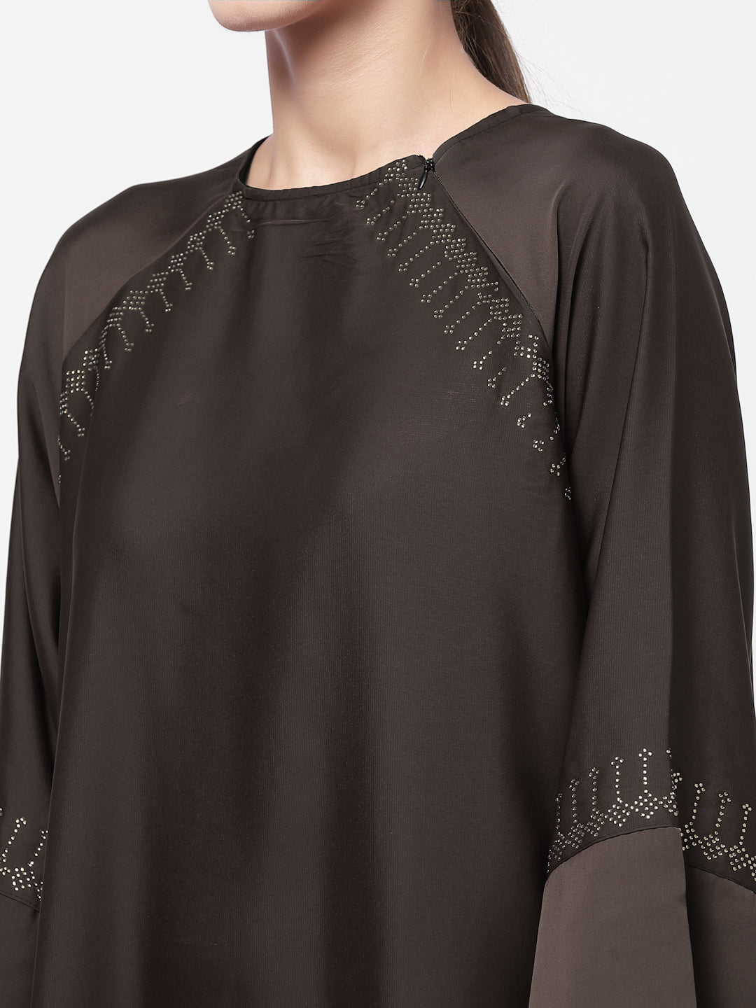 Klotthe Women Brown Embellished Burqa With Scarves