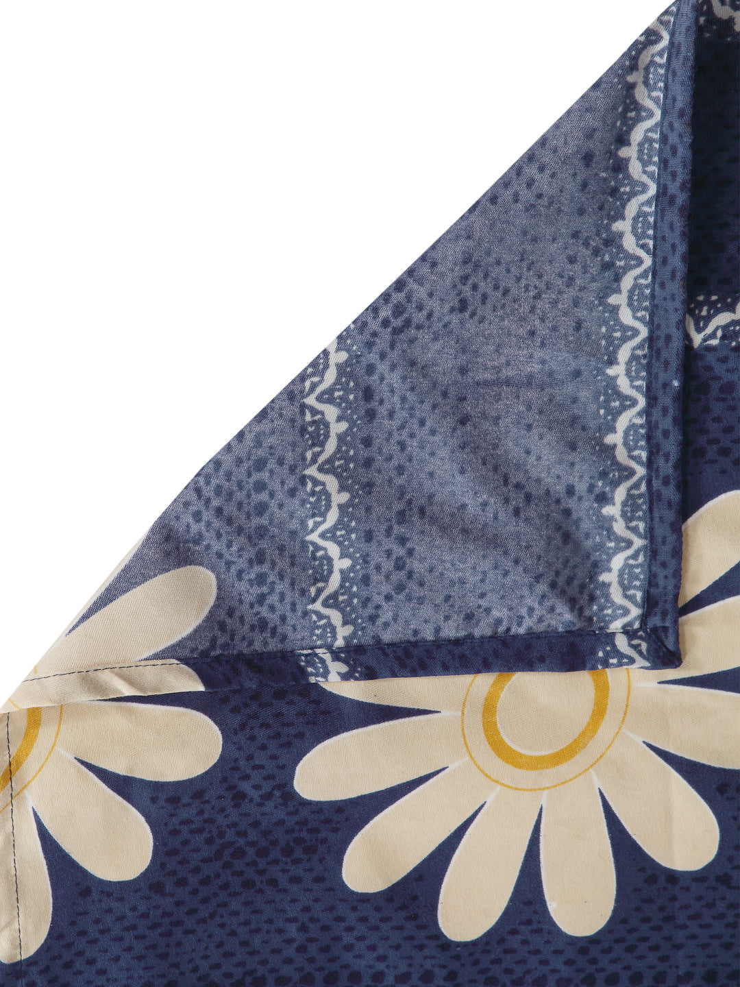 Klotthe Blue Floral Cotton Blend Single Bedsheet with Pillow cover
