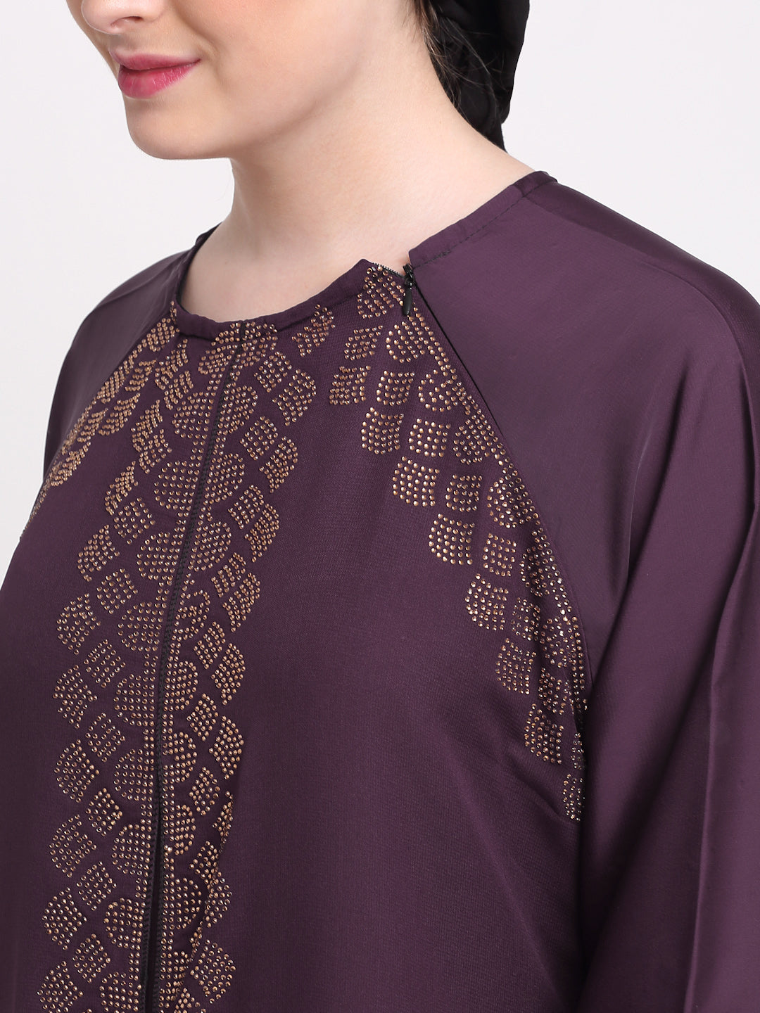 Klotthe Women Purple Solid Burqa With Scarf
