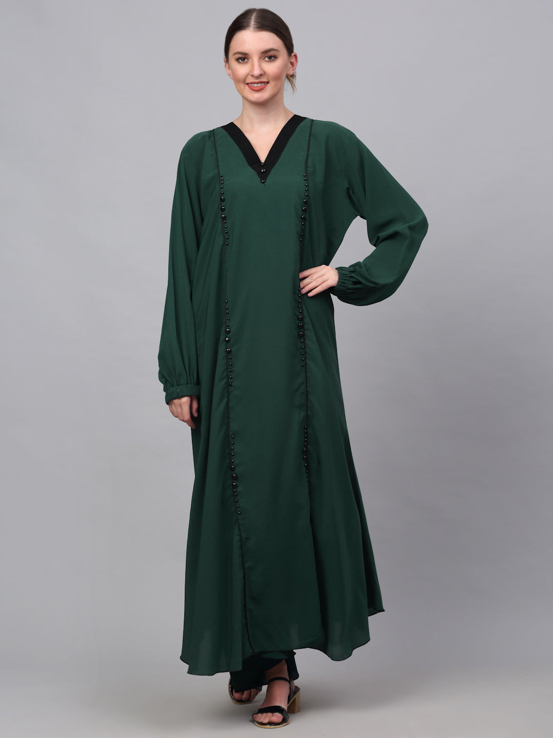 Klotthe Women Green Embellished Burqa With Scarves