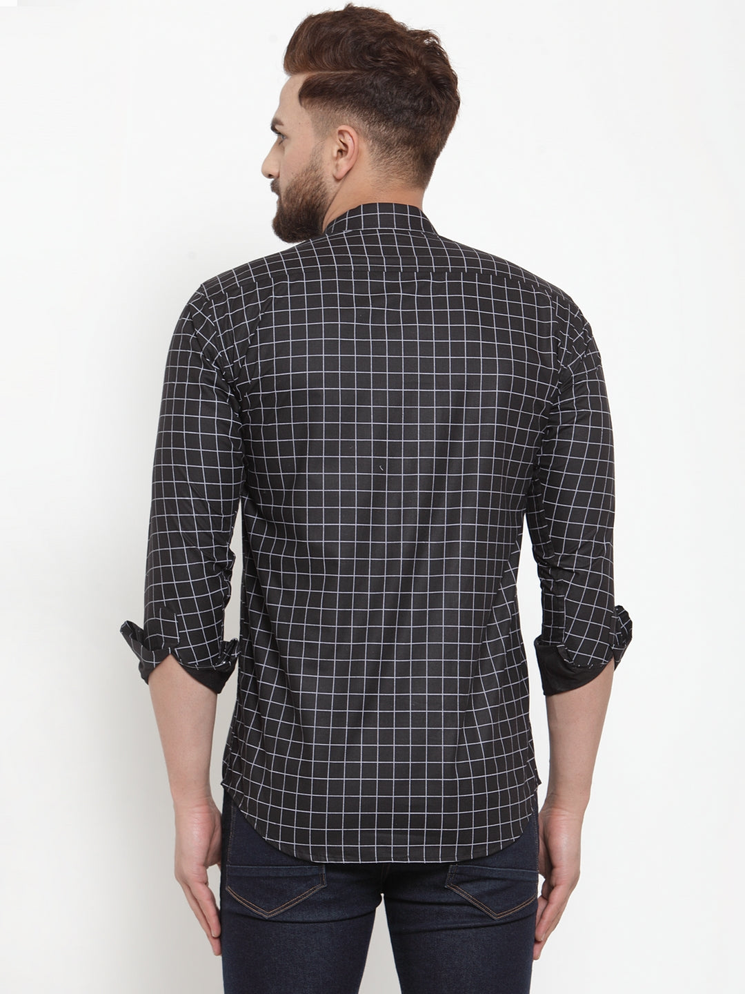 Black Cotton Checked Party Kurtas