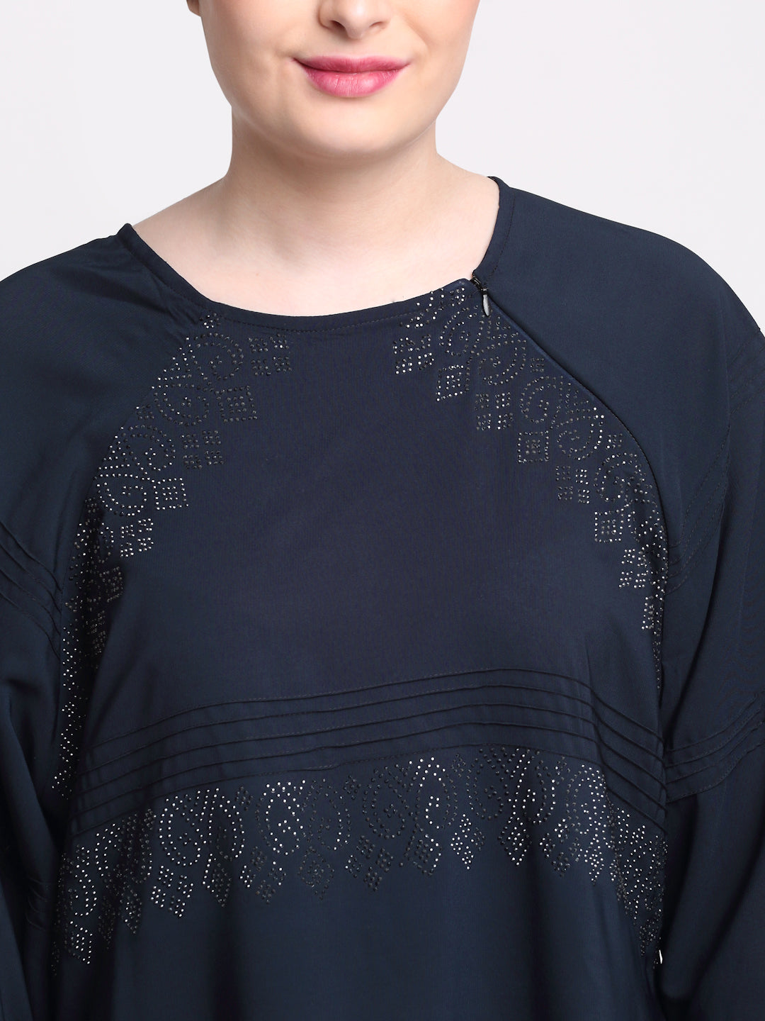 Klotthe Women Navy Blue Solid Burqa With Scarf