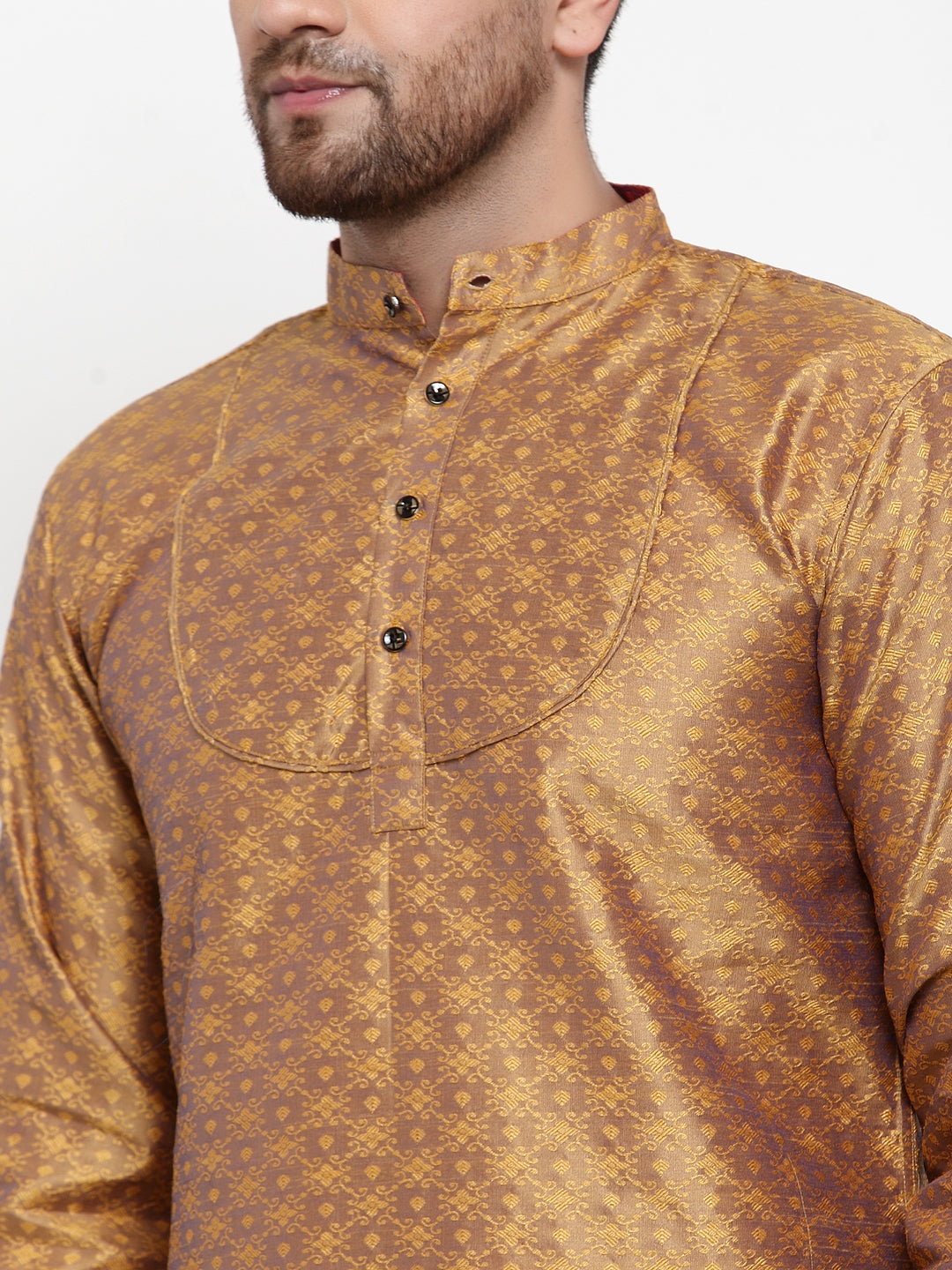 Golden Silk Geometric Party Kurtas