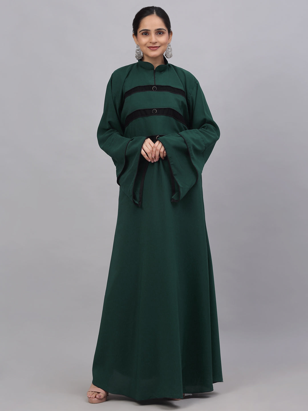 Klotthe Women Green Embellished Burqa With Scarves