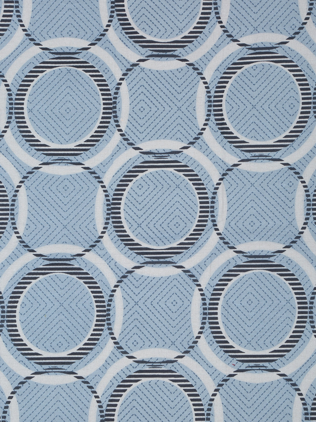 Klotthe Blue Geometric 400 TC Pure Cotton Fitted Double Bedsheet with 2 Pillow Covers