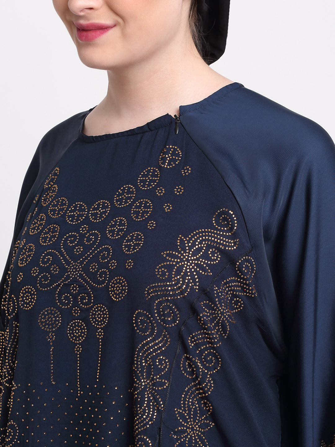 Klotthe Women Navy Blue Solid Burqa With Scarf