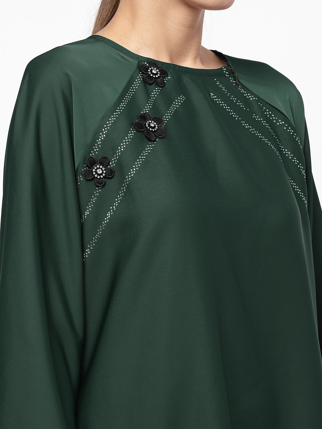 Klotthe Women Green Embellished Burqa With Scarves