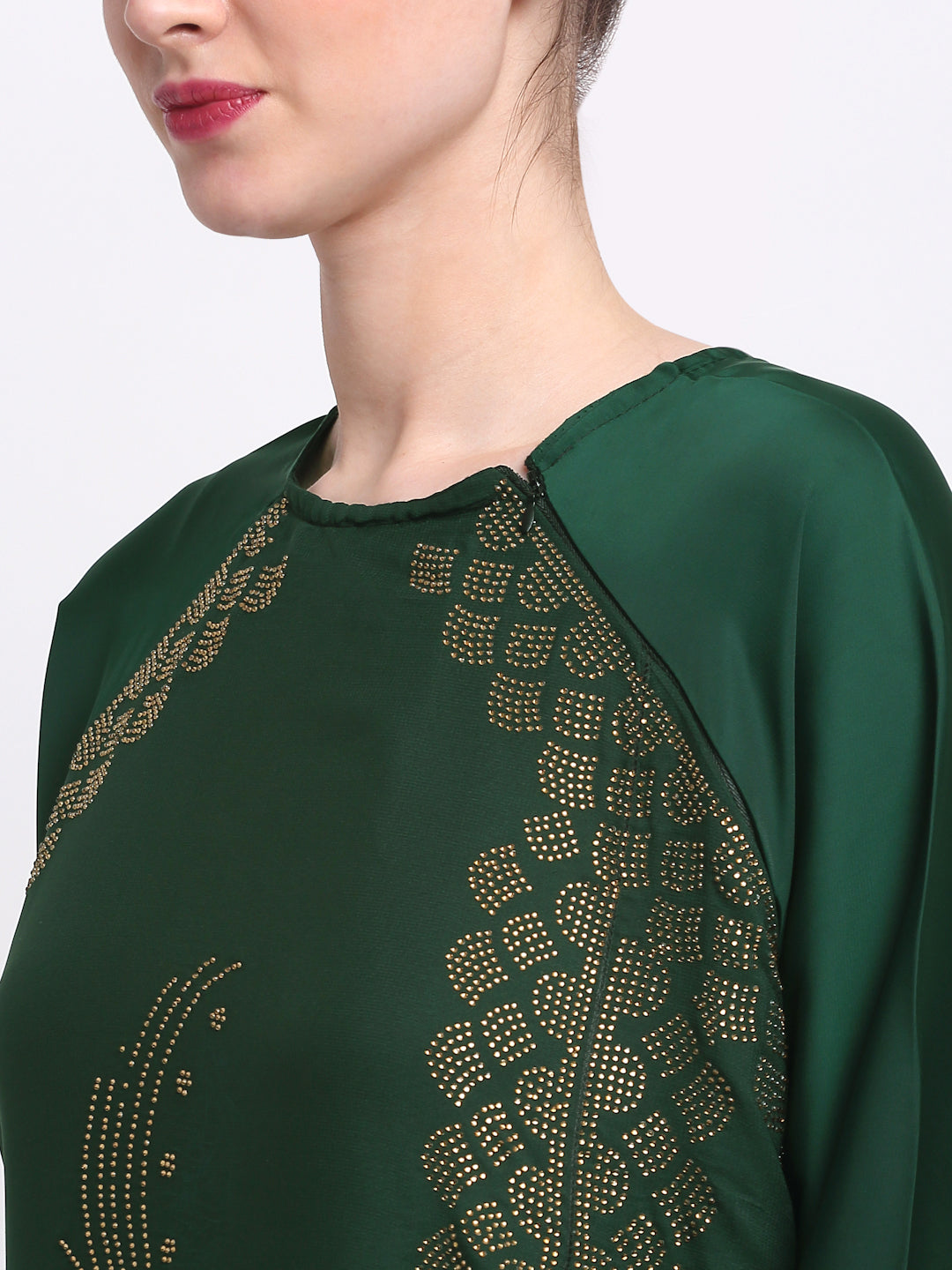 Klotthe Women Green Embellished Burqa With Scarves