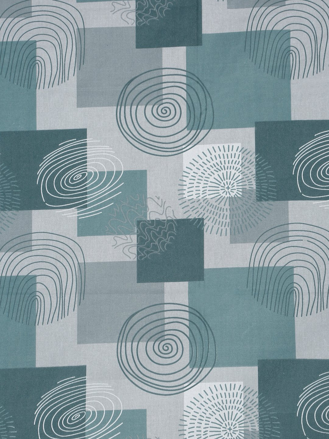 Green Geometric 400 TC Pure Cotton Fitted Double Bedsheet with 2 Pillow Covers